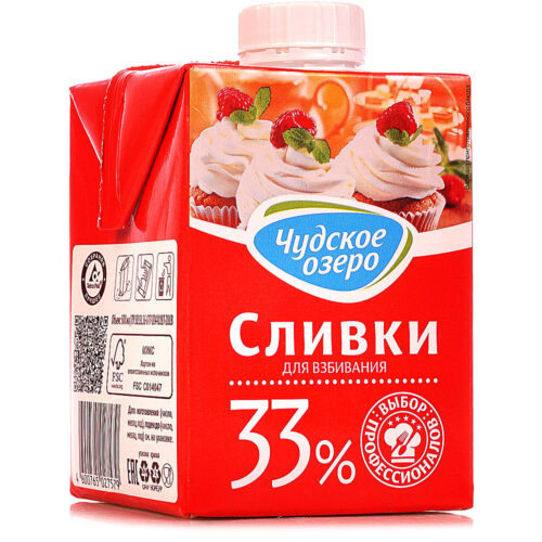 Сливки животные Чудское озеро 33% 0,5 л