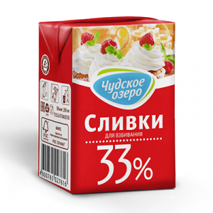 Сливки животные Чудское озеро 33% 200 мл